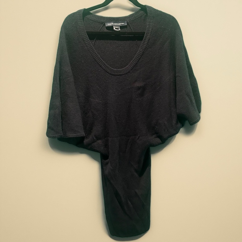 French Connection Black Boxy Bodysuit Top